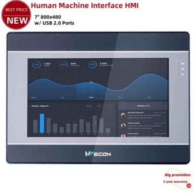Wecon Human Machine Interface 7'' 800x480 HMI Display Resistive Touch Screen USB