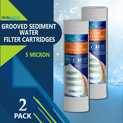 2 Pack Grooved Sediment 5 Micron Water Filters Cartridge 2.5'' x 10'' 