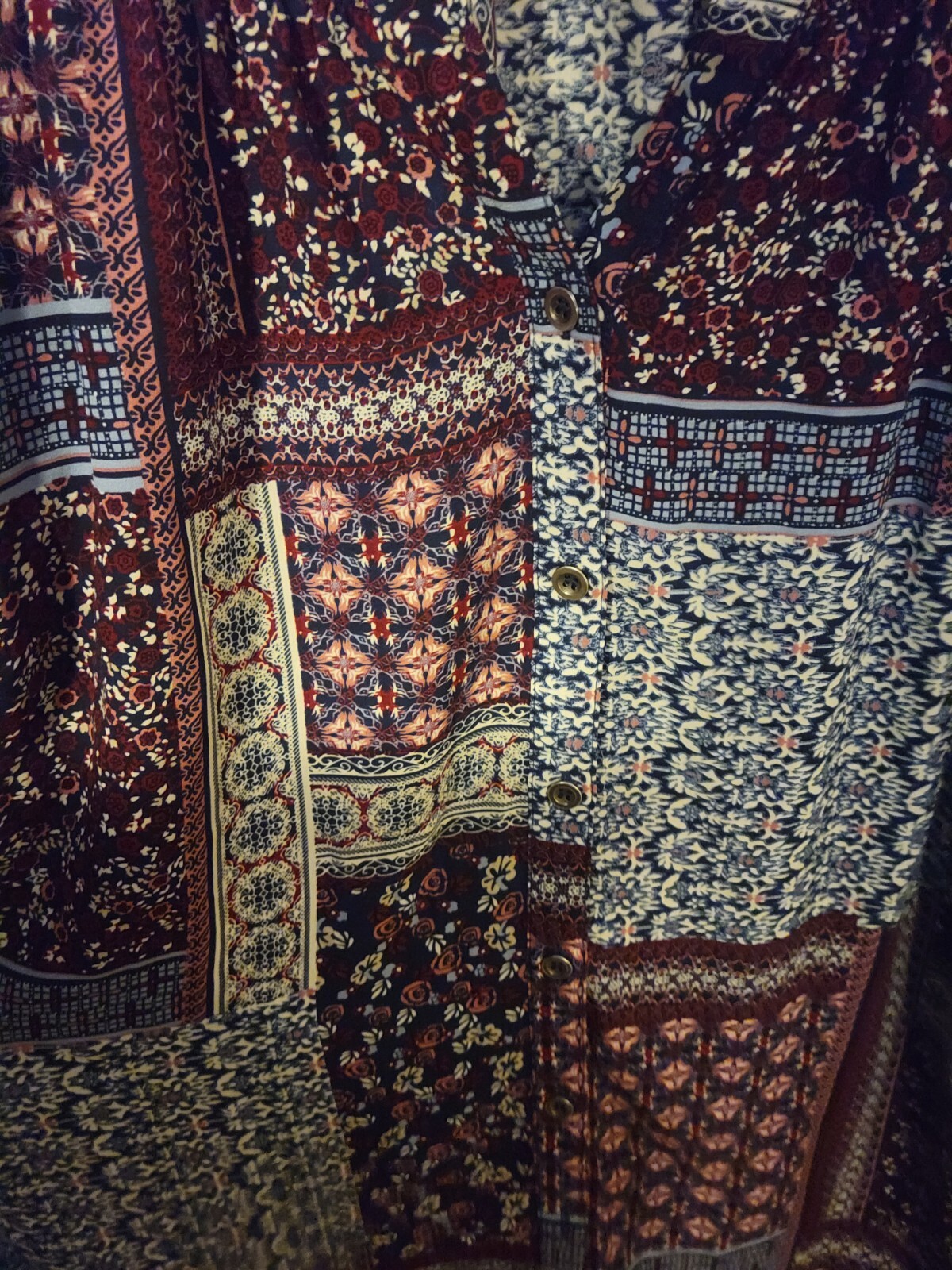 EUC Women's Plus Boho Patchwork Floral Chiffon Bu… - image 6