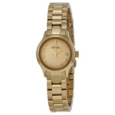 NEW-FOSSIL ARCHIVAL MINI BRUSHED,POLISHED GOLD TONE S/STEEL WATCH+DATE ES3166