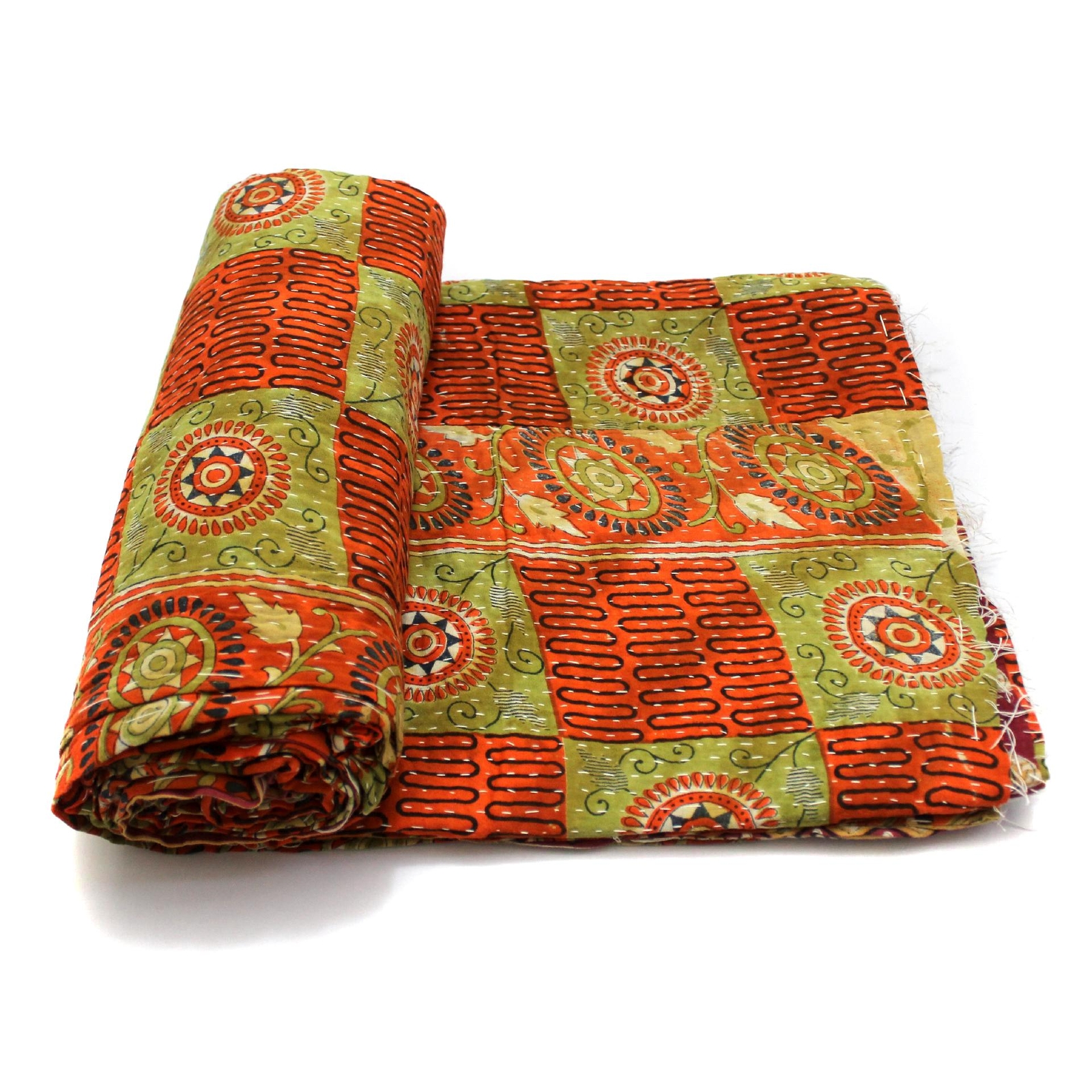 Colcha de algodón indio Kantha vintage cubierta de ropa de cama gitana