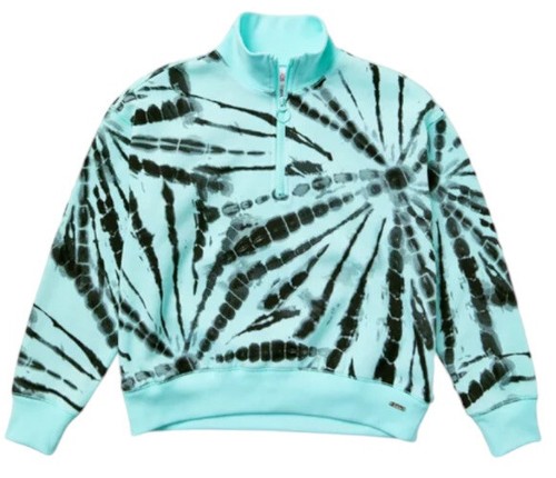 Justice Girls Sweatshirt Aqua Black 7/8 Pullover Quarter Zip Logo Collection X - Picture 7 of 12