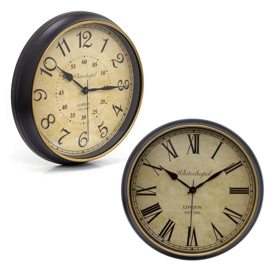 Vintage Style Wall Clock | London Whitechapel Antique Wall Mounted Clock - 34cm
