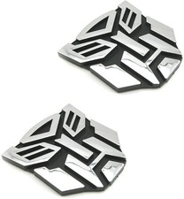 2 Pcs In Set Transformers Emblem - 3 Tall For Car Autobot Sticker Pair Chrom