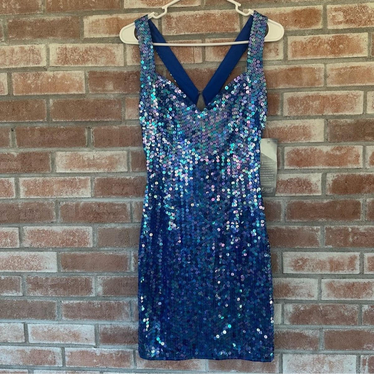 NWT Vintage 90s Niteline Della Roufogali Sequin Party Dress Blue Womens 8  Eras
