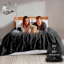 Waterproof Blanket for Bed King Size 90"x80"   Reversible Sherpa ... Fas