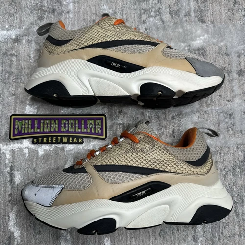 Baskets réfléchissantes Dior B22 « beige orange python » taille 8M/41EU