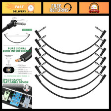 6-Pack 12" Flat Guitar Patch Cables for Effects Pedals - Low-Profile Design