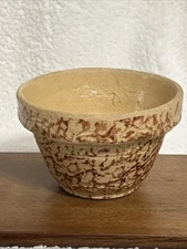 Vintage Robinson Ransbottom Co Pottery 5 In Yellow Rust Spongeware Mixing Bowl