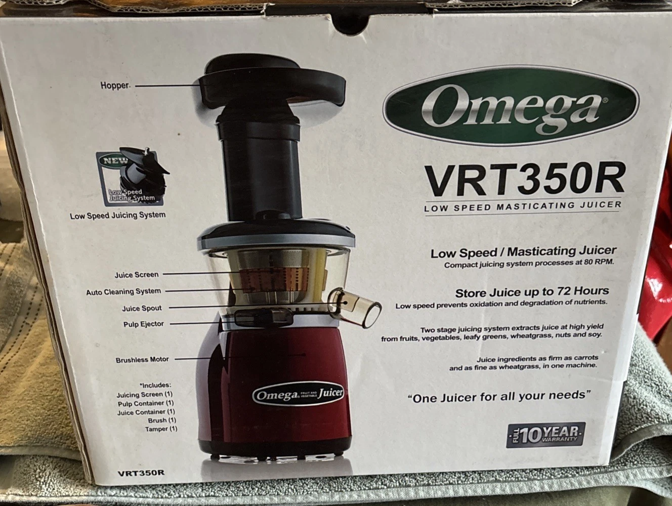 OMEGA VRT350 150W Juicer - Red
