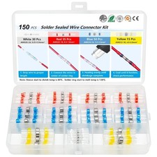 150Pcs Solder Seal Wire Connectors Kit Upgraded Heat Shrink Butt Wire Connectors