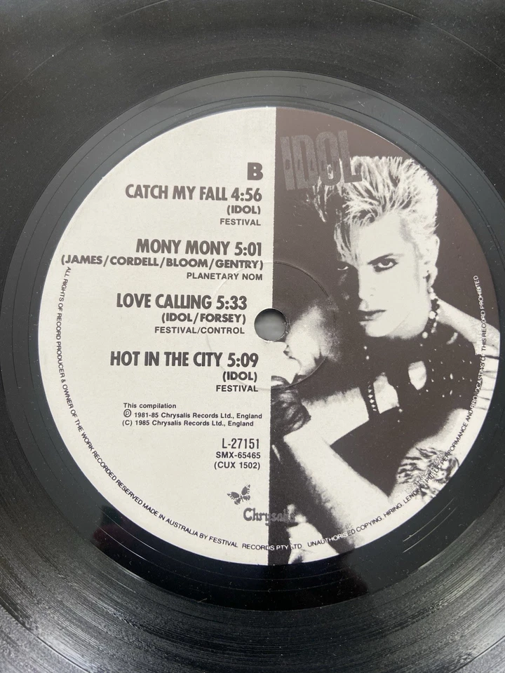 BILLY IDOL VITAL IDOL 1985 Vintage Vinyl Lp Record Album 12”mixes 7 Dance Tracks - Image 4 of 4