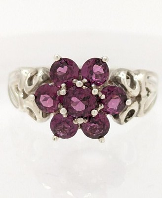 Sterling Silber 925 lila Turmalin Damen Cluster Herz Schaft Rin (LP2118093)