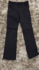Black Pinstripe Straight Leg Pants