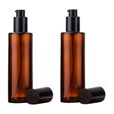 2Pcs 120ml/4oz Empty Amber Glass Lotion Pump Bottles Soap 120ml,