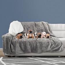 Waterproof Dog Blanket 60x70-Inch Reversible Sherpa Dog Blanket, Gray