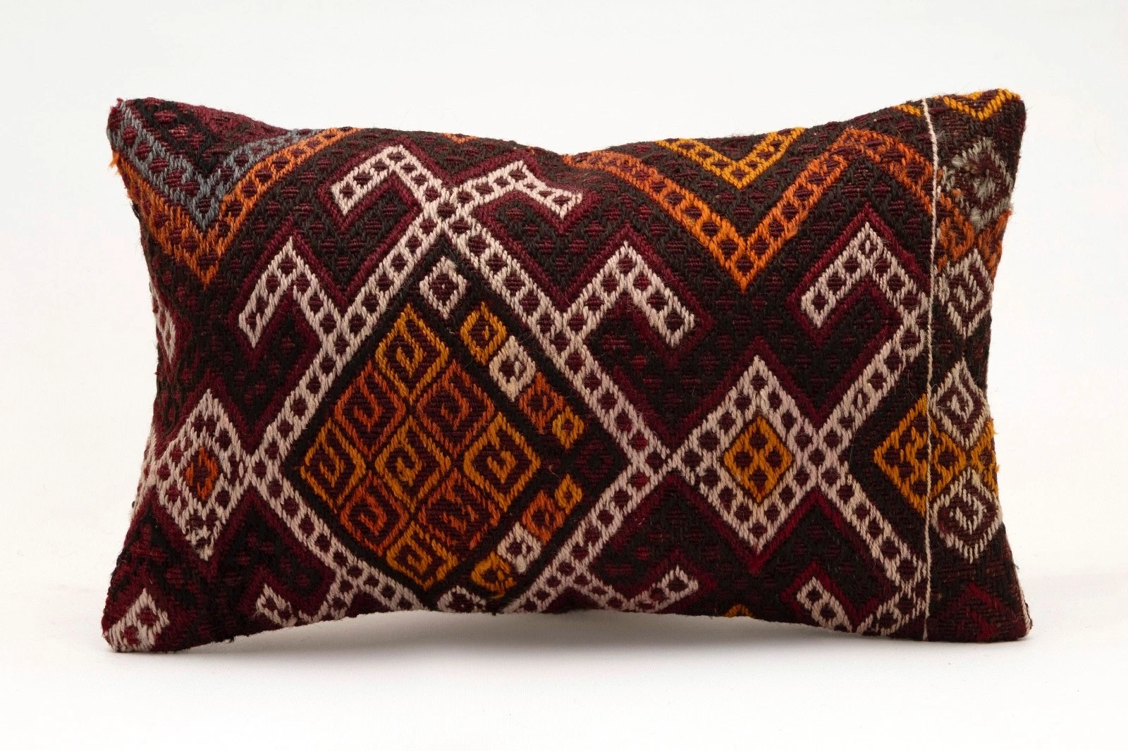 Decorative Pillow Cover, 12x20 in, Turkish Kilim Cushion, Boho Sofa Throw Pillow