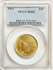 1911 GOLD UNITED STATES $10 DOLLAR INDIAN HEAD COIN PCGS MINT STATE 62