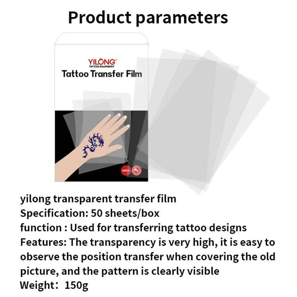 Papel de transferencia de tatuajes transparente para tatuajes 50 un. patrón transparente térmico Foto 3 de 4