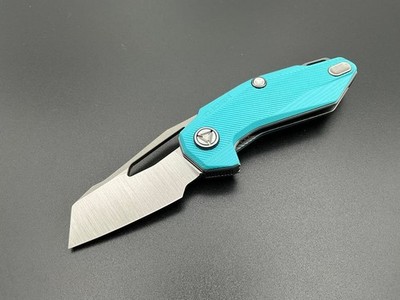 Ketuo Thorn Folding Knife 2'' Satin 14C28N Sandvik Steel Blade Blue G10 Handle