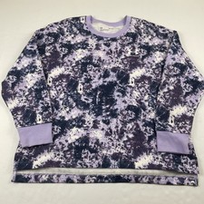 Under Armour Tie Dye Sweatshirt Women’s M Loose Crew Neck Cotton Blend Purple