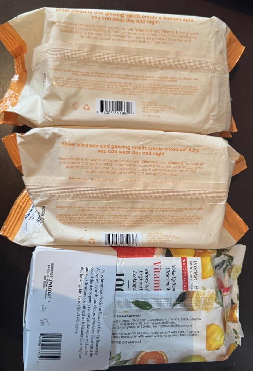 Vitamin C & E Facial Cleansing Wipes 3-Pack