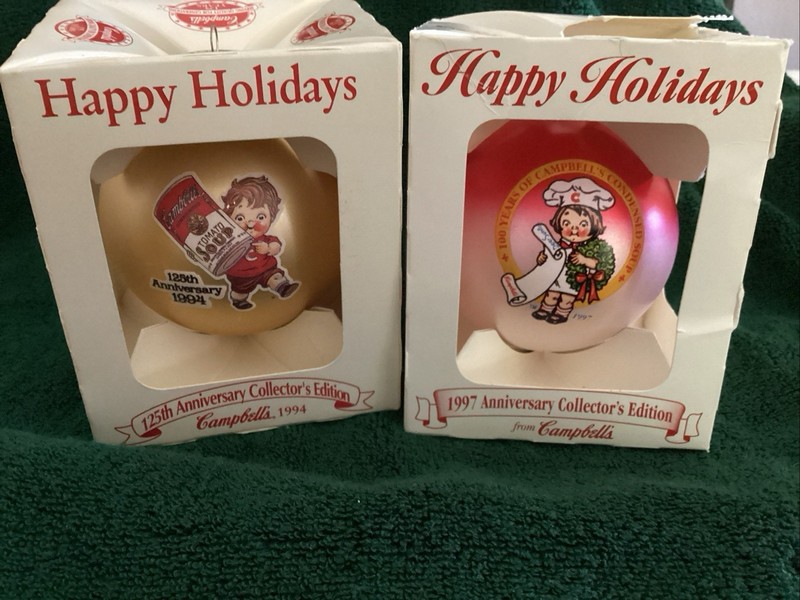 2 Cambell’s Soup kids Christmas Ornaments 125th Anniversary  Collector's Edition