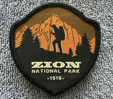 ZION NATIONAL PARK 1919 2x3 Embroidered Morale Patch Hook Backing Brand New