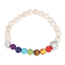 Stone Paw Bracelet,Heart Rainbow Paw Print Dog Mom Memorial Bracelet,White