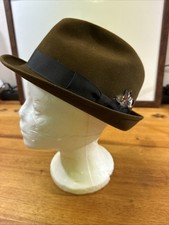 Vintage STETSON The Wellington Fur Felt Fedora Hat Brown Sz 7 1/8 USA Collector