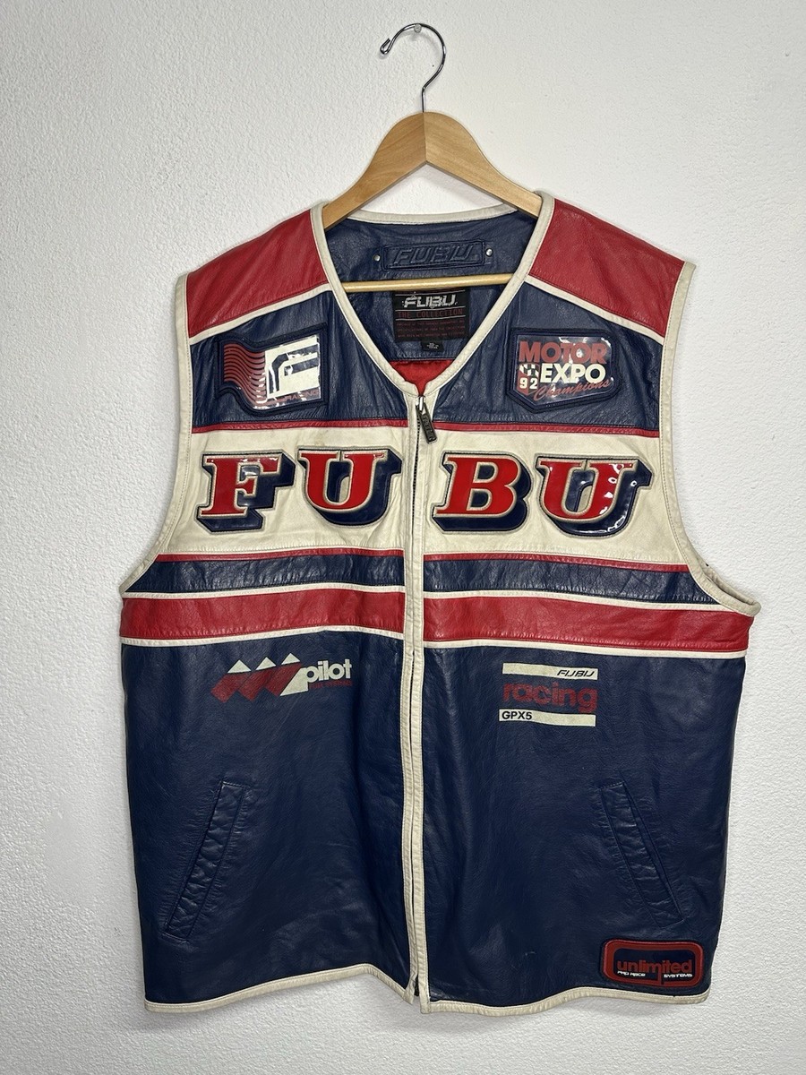 Rare Vintage 90s FUBU Leather Racing Vest Reversible size XL | eBay