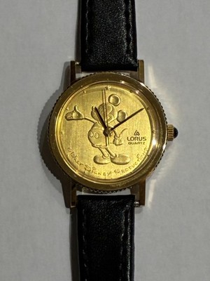 Vintage Lorus Disney Mickey Mouse Uhr Damen Goldfarben Y481-1220