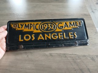 Original 1932 Los Angeles Olympic Games License Plate Tag/Topper Authentic