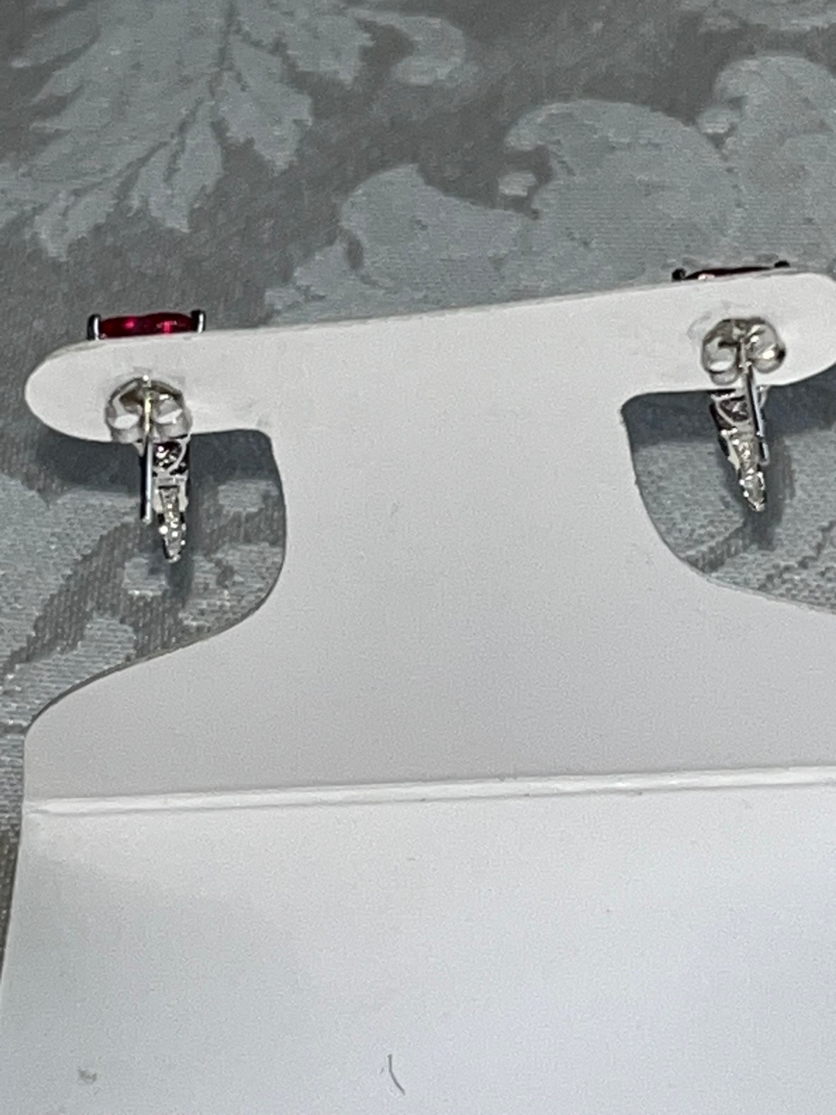 Vtg 10k Solid White Gold 2 Lab Created Ruby Heart… - image 6