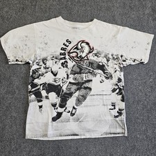 VTG 90s Buffalo Sabres Hockey T Shirt L Single Stitch DOUBLE Sided NHL All Sport