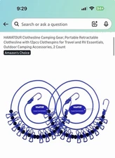 Portable Retractable Clothesline 2-Pack with 12 Clothespins – Camping & Travel