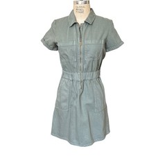 J. Crew Zip Front Chino Dress Army Khaki Green Size 4