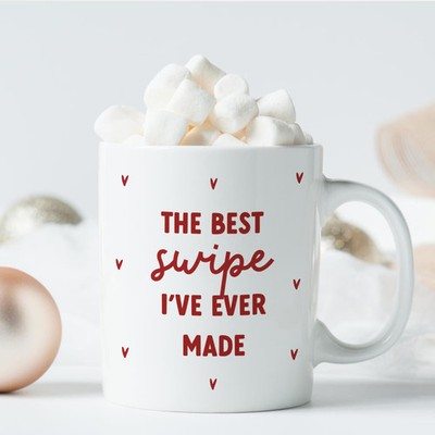 Funny Mug & Coaster Gift for Girlfriend Fiance Wife  The Best Swipe I ve Ever