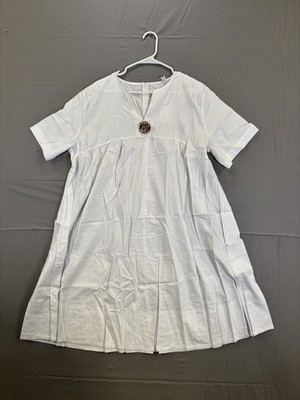 White Short Smock Dress Half Sleeve Size XXL