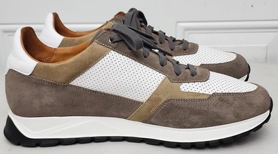 Magnanni Fado Perforated Taupe Suede Leather Sneakers Men's Size