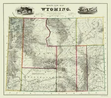 Historic State Map - Wyoming - Holt 1883 - 23 x 26.00 - Vintage Wall Art