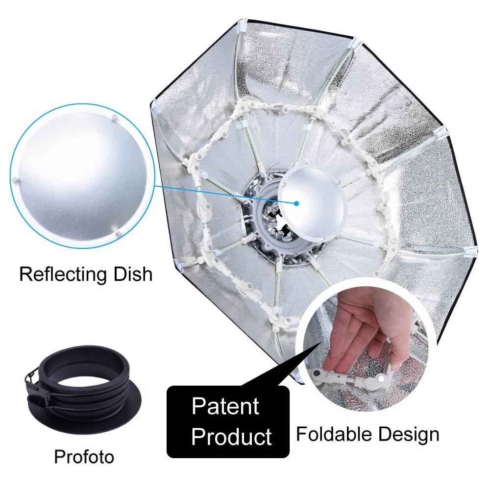 70cm SILVER Portable Collapsible Foldable Beauty Dish fr Profoto Strobe Flash - Afbeelding 7 van 12