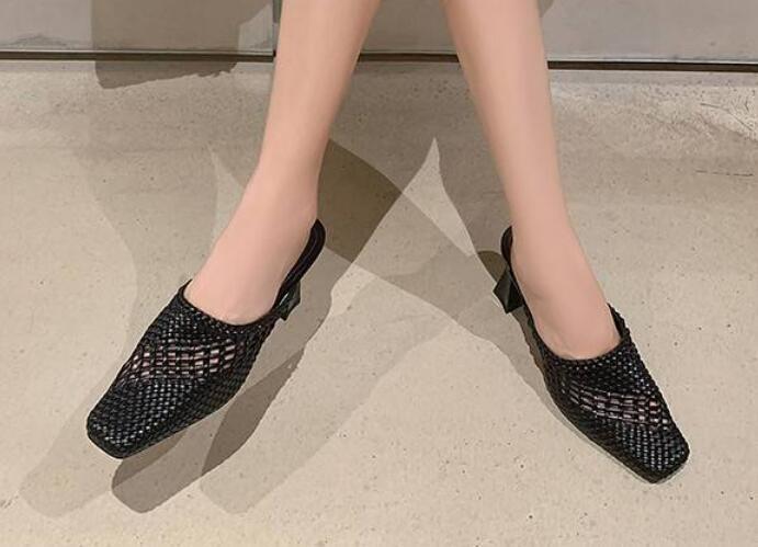 PANTOFOLA D’ORO Ciabatte donna nuove punta tonda tacco a blocco scavate pelle scarpe festa estate