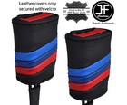 BLACK STITCH TRI STRIPES 2X SEAT BELT LEATHER COVERS FITS BMW E81 E82 E87 E88