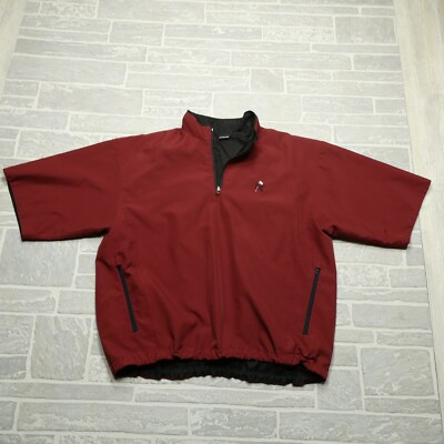 Zero Restriction Windbreaker Jacket Size L Red Houndstooth Short Sleeve 1/4 Zip