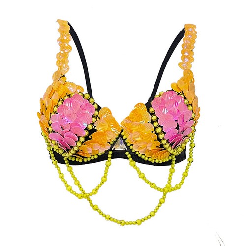 Halloween Cosplay Bar RAVE Night Club Mermaid Costume Belly Dance Bra 3 Colors - Picture 12 of 14