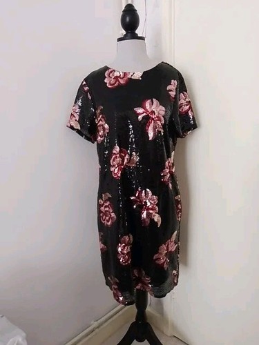 New Look S12 winter moody floral Sequin Shift Dress Cocktail Party Knee Length