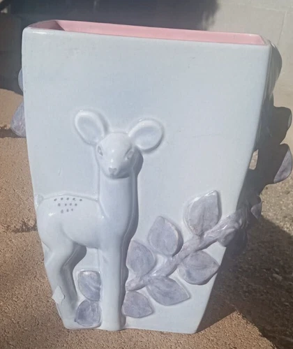 Vintage Red Wing Deer Vase # 1120- Gray & Rose - Great Condition