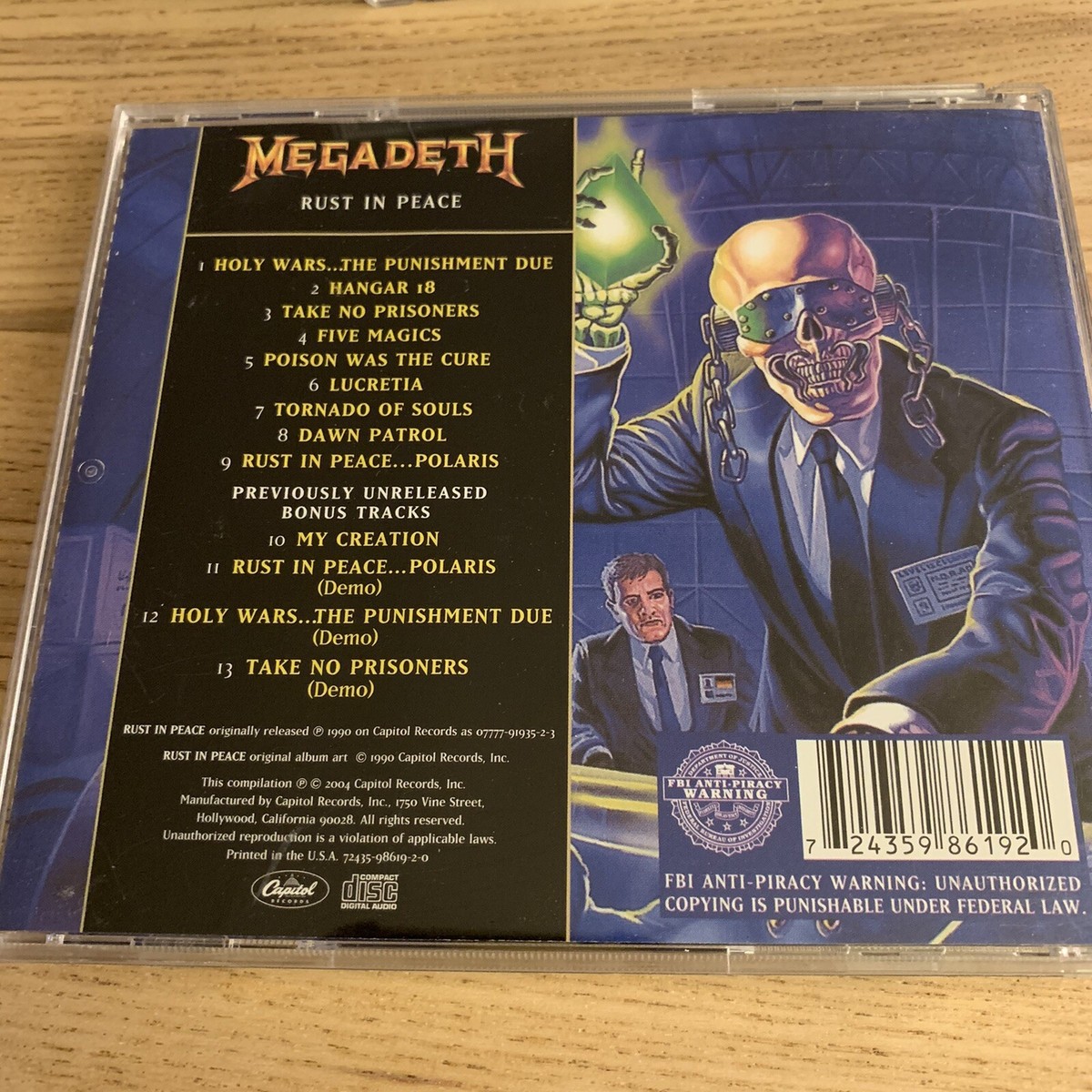 Megadeth Rust In Peace CD Signed Autographed By Dave Mustaine