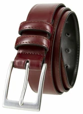 Men's Belt Smooth Dress Casual Belt Genuine Leather Belt 1-3/8" Wide